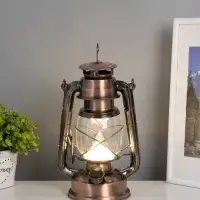 Ночник декоративный LED, аккум 5800mAh 3,7V "Фонарь" регулятор яркости бронза 11,5х16х24 см   109144