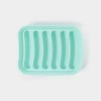 Форма для выпечки и приготовления сосисок Доляна, 6 ячеек, с крышкой, 17.5&times;13.5,2.8 см, силикон, бирюзовый