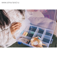 Органайзер для рукоделия, со съёмными ячейками, 10 отделений, 31 &times; 20,5 &times; 6 см, цвет прозрачный