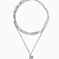 Кулон-цепь 2 яруса "Вишня", цвет бордовый в серебре 40+50+удл