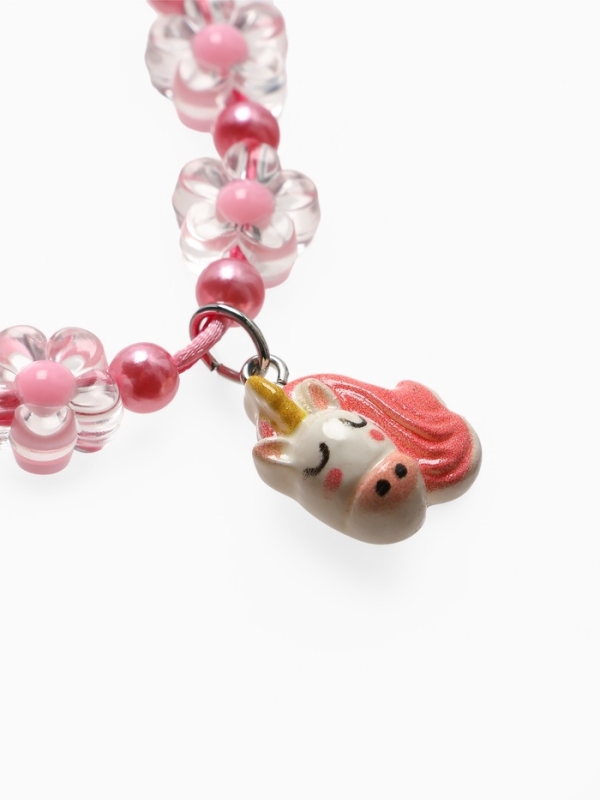 Браслет детский Браслет детский "Выбражулька" на затяжке, единорог с бусинами цветы, цветной