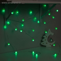 Гирлянда &laquo;Нить&raquo; 5 м с насадками &laquo;Шарики зелёные&raquo;, IP20, прозрачная нить, 30 LED, свечение зелёное, 8 режимов, 220 В