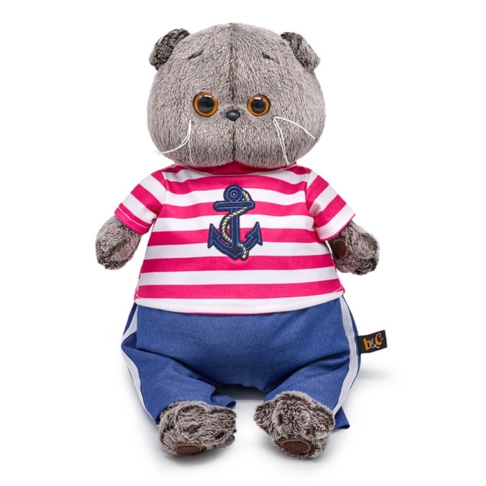 Мягкая игрушка "Басик в полосатой футболке с якорем", 19 см Ks19-266