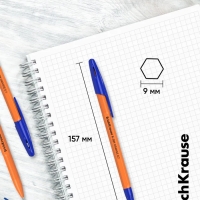 Ручка шариковая ErichKrause R-301 Orange Stick, узел 0.7 мм, чернила синие, длина линии письма 2000 метров, штрихкод на ручке