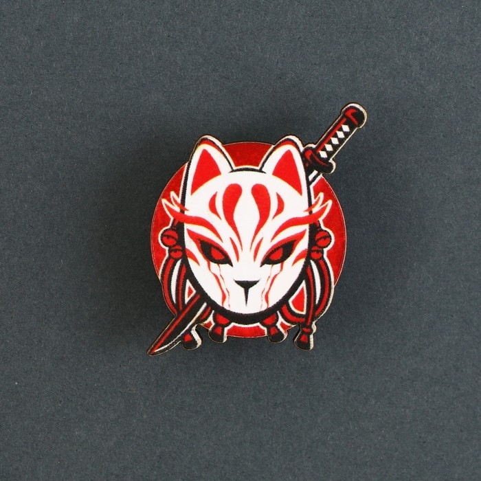 Значок деревянный &laquo;Кицунэ&raquo;, аниме, 2,9 х 3,3 см