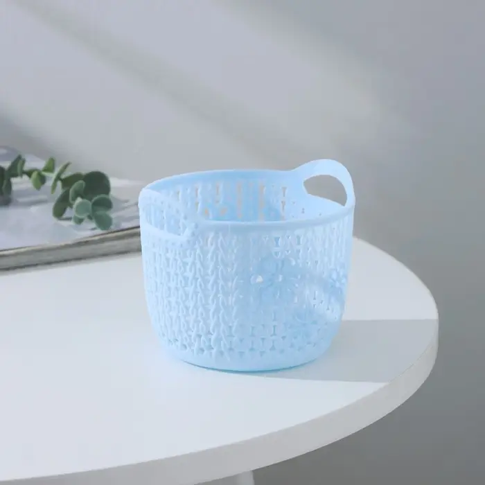 Корзина для хранения &laquo;Вязание&raquo;, пластик, 11.5&times;10.5&times;9 см, голубая