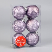 Набор шаров пластик d-6 см, 6 шт "Пальметта" сиреневый Набор шаров пластик d-6 см, 6 шт "Пальметта" сиреневый