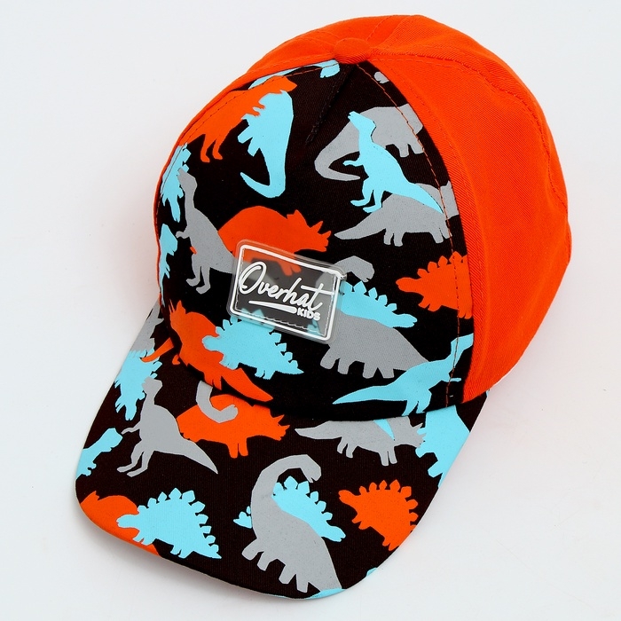 Кепка детская для мальчика &laquo;Динозавры&raquo;,цвет оранжевый, р-р 52-54, 5-7 лет