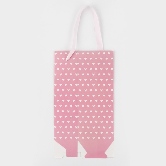 Пакет-переноска для цветов с пластиковым окном, Love, розовая, 30 х 12 х 8 см Пакет-переноска для цветов с пластиковым окном, Love, розовая, 30 х 12 х 8 см