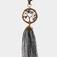 Брелок ловец снов "Великое древо" 19 см, цв. чёрно-белый