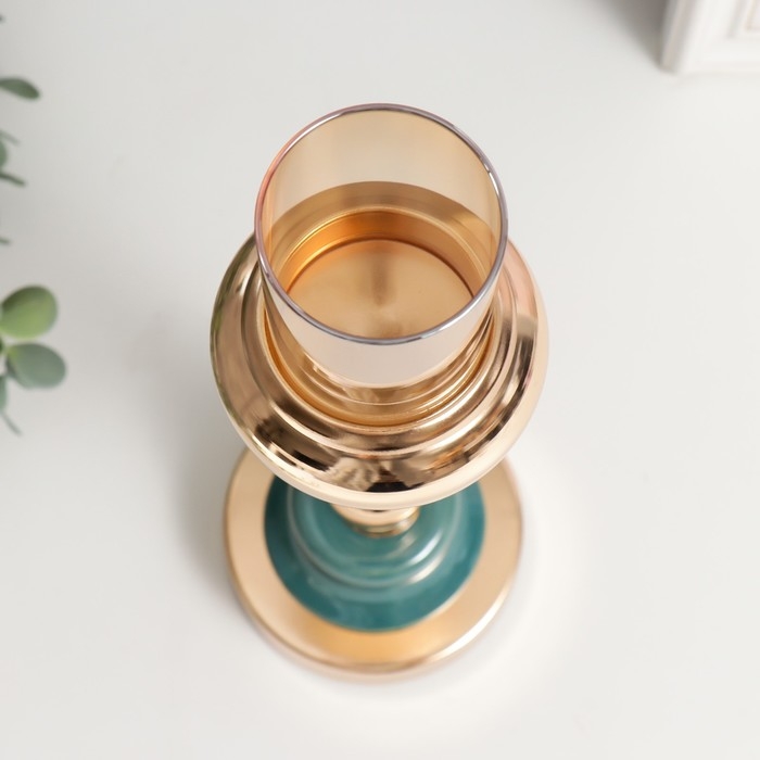 Подсвечник металл на 1 свечу "Стиляги" золото и сине-зелёный 32х10х10 см