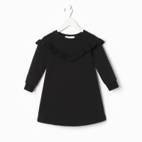 Платье с рюшей KAFTAN "Basic line" р.30 (98-104), черный Платье с рюшей KAFTAN "Basic line" р.30 (98-104), черный