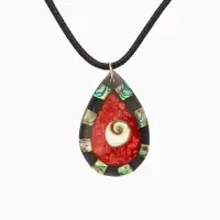 Кулон "Капля" ракушка 25,5 см, цв. чёрно-красный