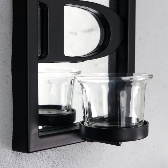 Подсвечник пластик, стекло на 1 свечу Подсвечник пластик, стекло на 1 свечу "Отражение благословения" d-4 см чёрная 8х12х41 см