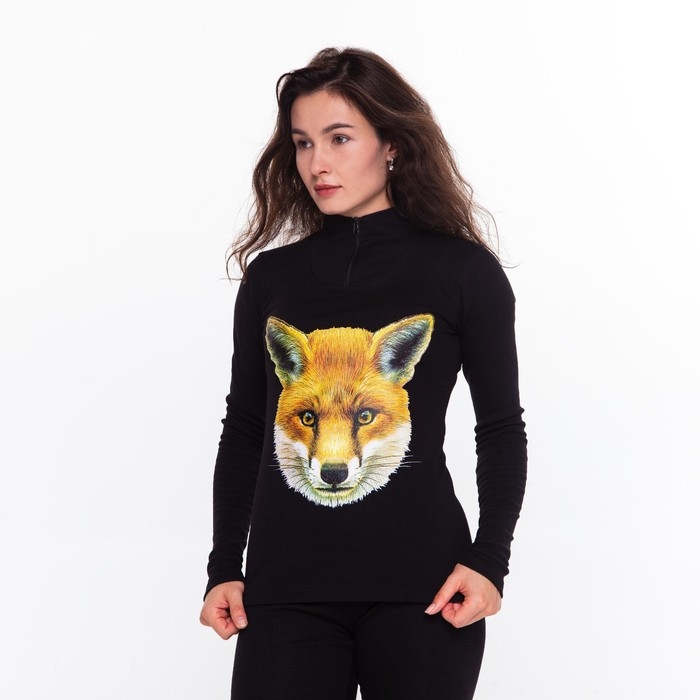 Термобельё женское (джемпер, леггинсы) принт лиса, цвет чёрный, размер 42 Термобельё женское (джемпер, леггинсы) принт лиса, цвет чёрный, размер 42
