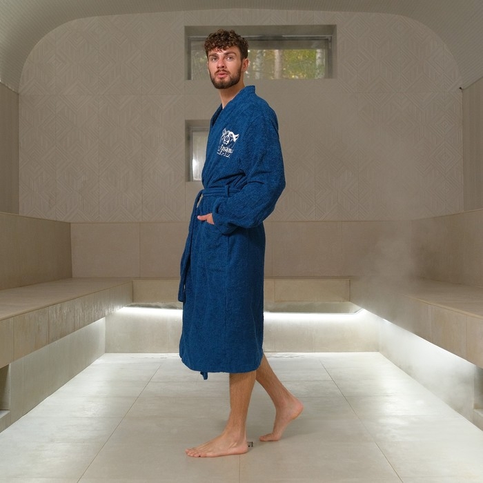 Халат махровый мужской «Глава семьи», размер 56-58, цвет синий Халат махровый мужской «Глава семьи», размер 56-58, цвет синий