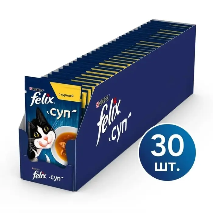 Влажный корм Felix Суп с курицей, для кошек, 48 г