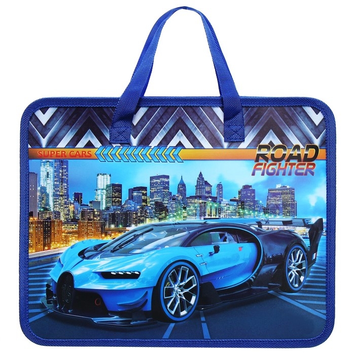 Папка с ручками пластиковая А4 Calligrata "Машина синяя", 32,2х25,6х7 см,