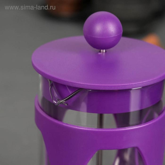 Чайник заварочный френч - пресс Доляна &laquo;Оливер&raquo;, 600 мл, стекло, цвет фиолетовый