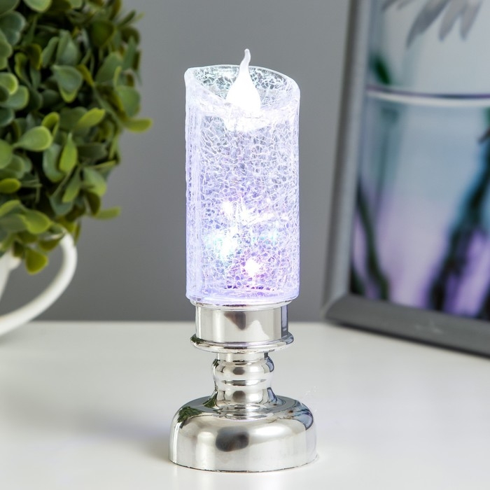 Ночник "Ледянна свеча" LED 1Вт от батареек 3хLR44 хром 4,5х4,5х12 см RISALUX