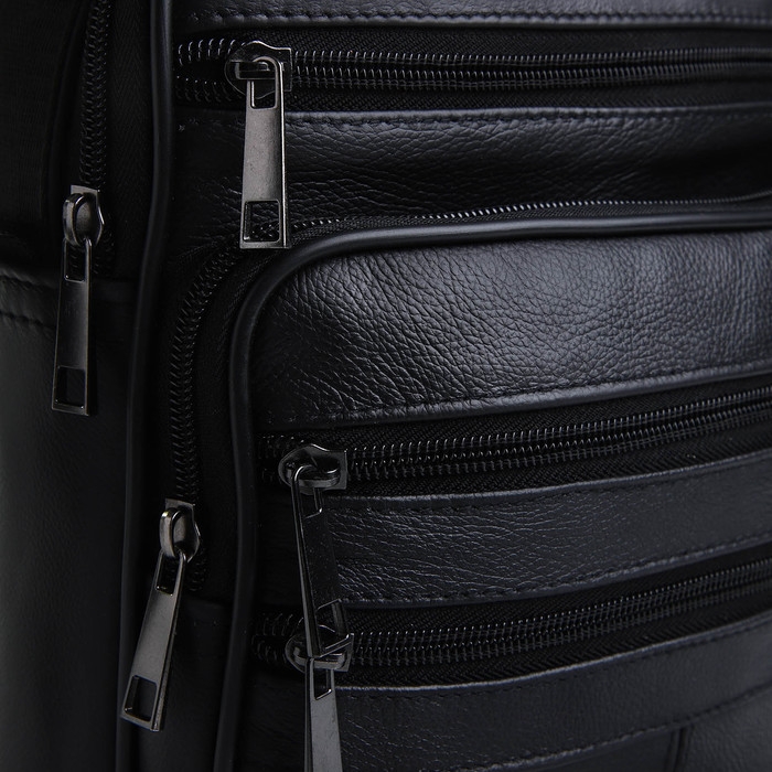 Сумка мужская на молниях, длинный ремень, цвет чёрный Сумка мужская на молниях, длинный ремень, цвет чёрный