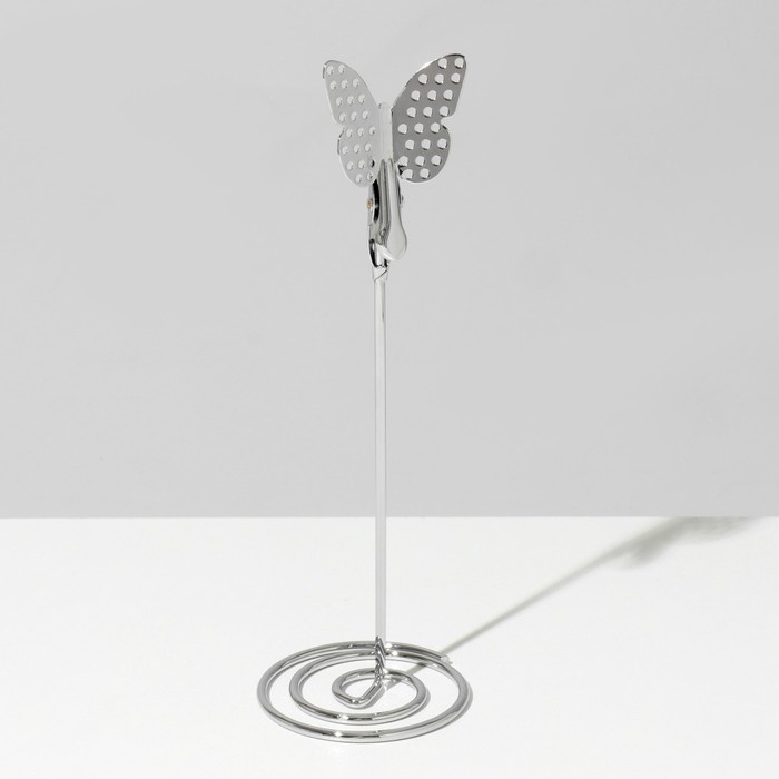 Ценникодержатель с зажимом &laquo;Бабочка&raquo;, 4,5&times;4,5&times;13 см, цвет серебро