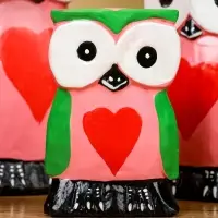 Набор сувенирный &laquo;Совята с сердечком&raquo;, h=15 см, h=13 см, h=10 см, дерево, розово-зелёный