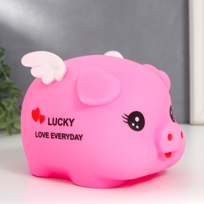 Копилка пластик "Свинка с крылышками" МИКС 12,5х15,5х11,5 см