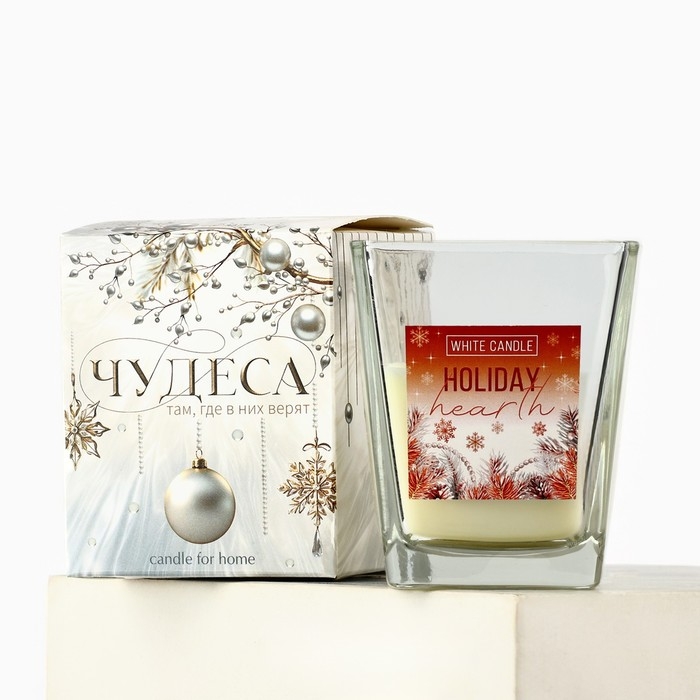 Свеча новогодняя &laquo;Домашний очаг&raquo;, на Новый год, аромат свежесть, 6,8 х 8 см