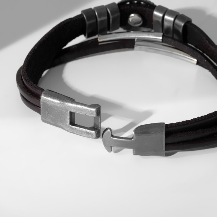 Браслет мужской &laquo;Компас&raquo;, цвет коричневый с чернёным серебром, 20,5 см