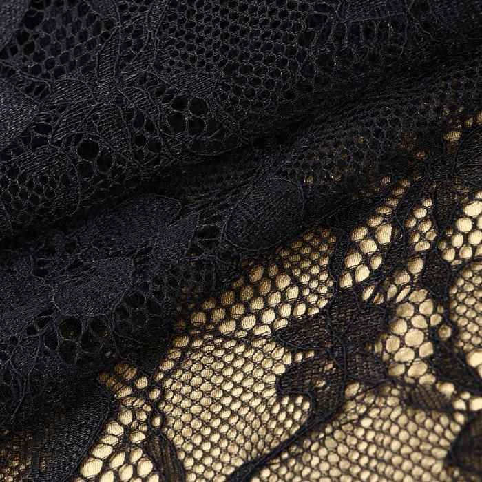 Кружевная эластичная ткань, 195 мм × 2,7 ± 0,5 м, цвет чёрный Кружевная эластичная ткань, 195 мм × 2,7 ± 0,5 м, цвет чёрный
