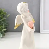 Сувенир керамика "Ангел поющий с сердцем" 10,5х6,5х18 см