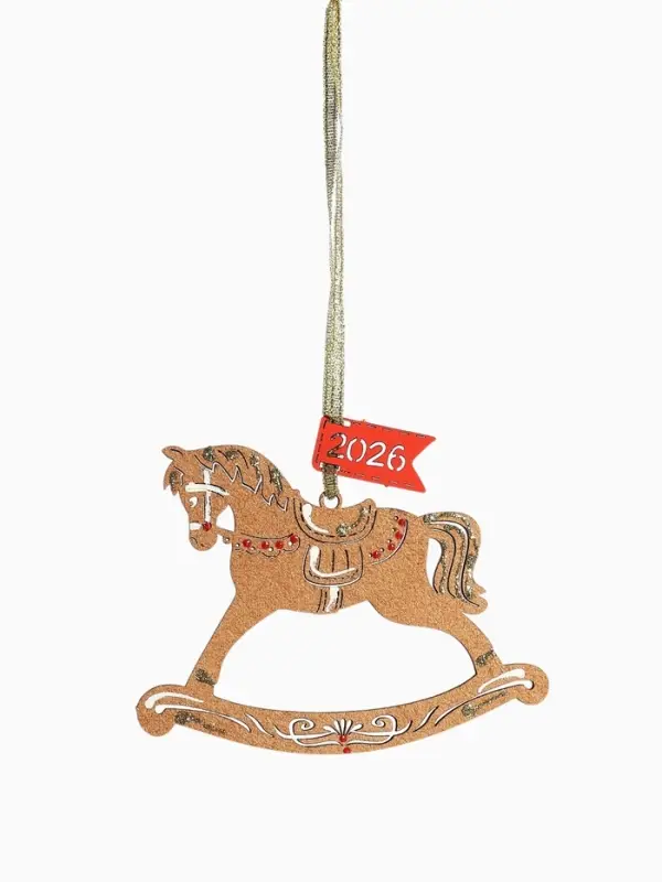 Ёлочное украшение "Лошадка. 2026" 11,5х8,5 см, Дуб-красный