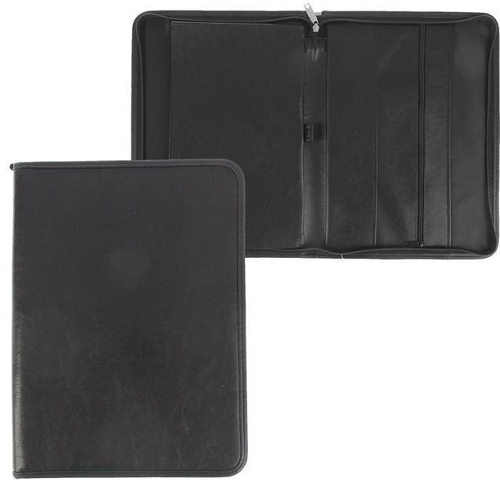 Пaпка деловая, искусственная кожа, 360 х 260 х 30 мм, 6Д04 "Люкс", чёрная