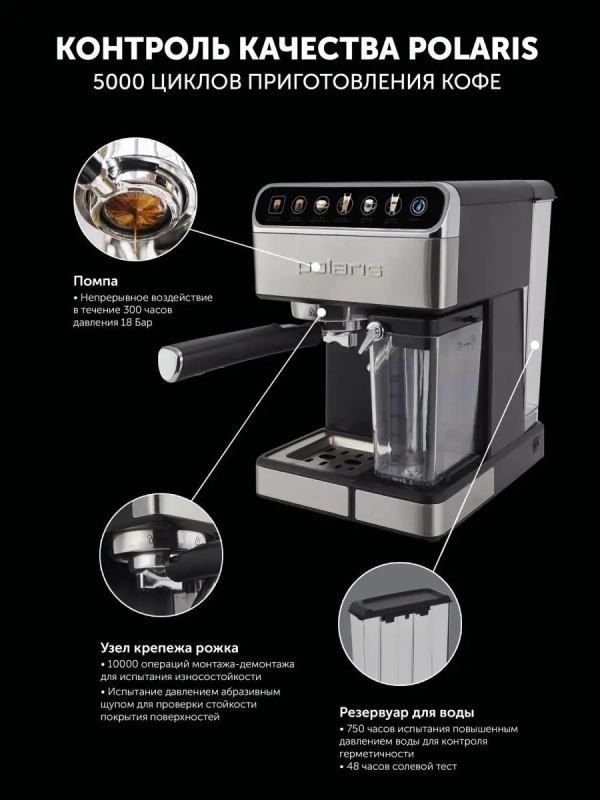 Кофеварка рожковая PCM 1540 WI-FI IQ Home с капучинатором