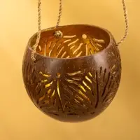 Подсвечник подвесной из кокоса, 9-12 см, коричневый