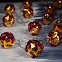 Гирлянда &laquo;Нить&raquo; 4.5 м с насадками &laquo;Цветочные шары&raquo;, IP20, прозрачная нить, 15 LED, свечение красное, 220 В