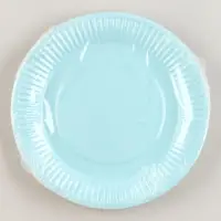 Тарелка одноразовая бумажная однотонная, голубая, 18 см