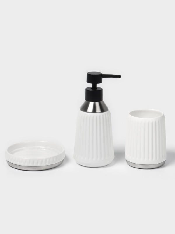 Набор для ванной "Хром" 3 предмета (дозатор для мыла, стакан, мыльница)
