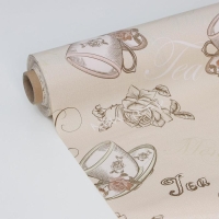 Клеёнка на стол Доляна &laquo;Чай&raquo;, на тканевой основе, рулон 20 метров, ширина 137 см, общая толщина 0,22 мм, цвет бежевый