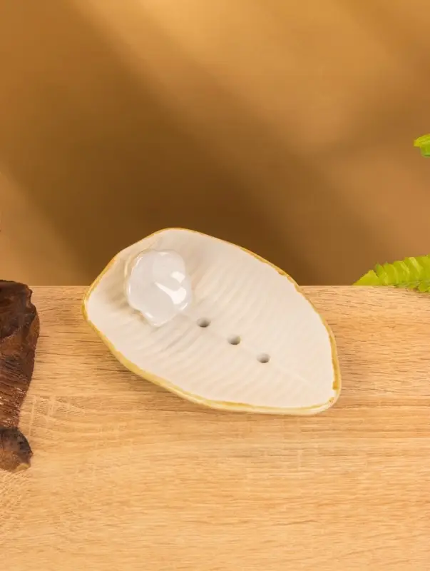 Мыльница "Флора" керамика, цв. бежево-белый, 14х9,5х4 см