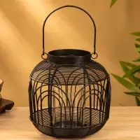 Подсвечник фонарь со стеклянной колбой 19х19х19,5 см, d 8,5 см, металл, цв. Чёрный