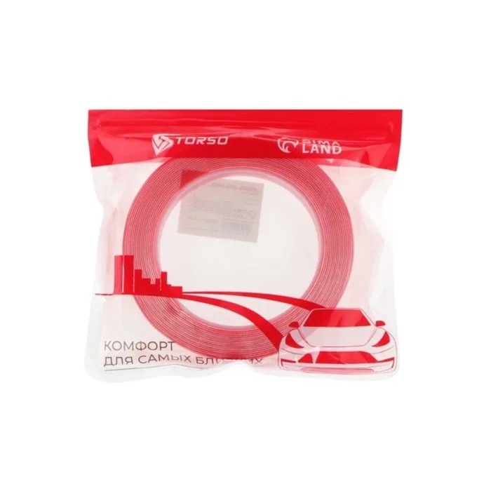 Клейкая лента TORSO, прозрачная, двусторонняя, акриловая  18 мм х 5 м