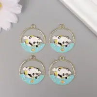 Декор для творчества металл, эмаль "Пандочка в море" 2,8х2,5 см