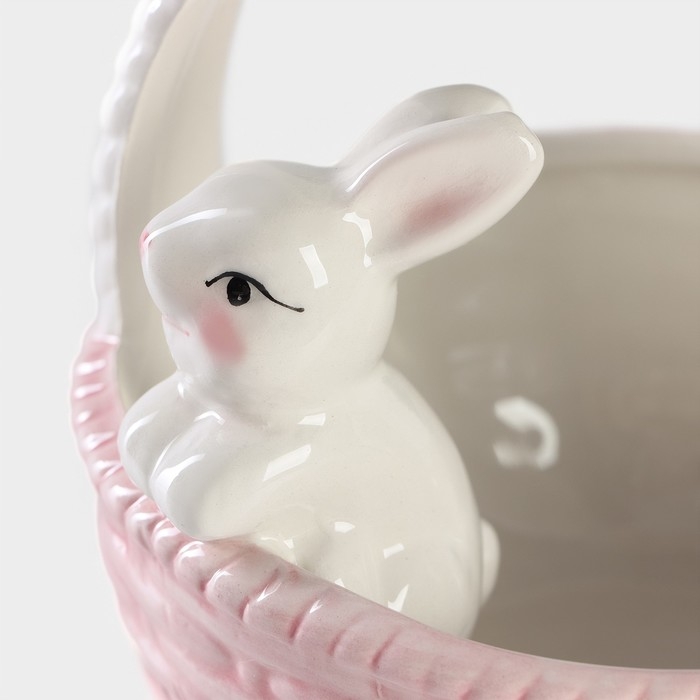 Конфетница Доляна &laquo;Зайка&raquo;, 360 мл, 12,5&times;16 см, цвет розовый