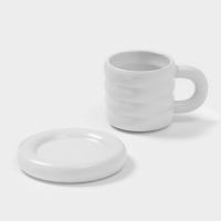 Чайная пара Доляна &laquo;Зефир&raquo;, 350 мл, керамика, белая