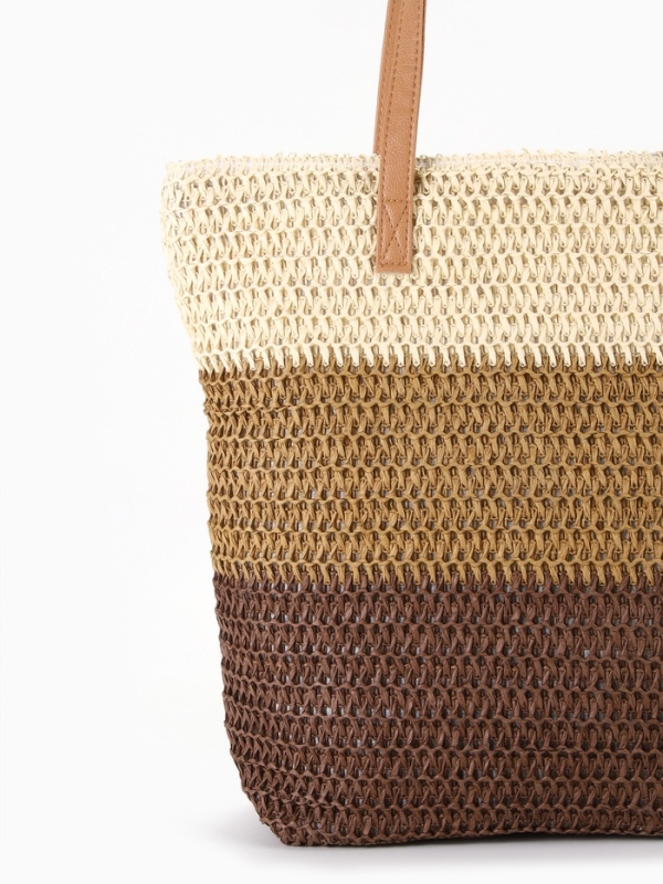 Сумка пляжная Полосы, 47*12*35, отд на молнии, подкладка, беж/коричневый Сумка пляжная Полосы, 47*12*35, отд на молнии, подкладка, беж/коричневый