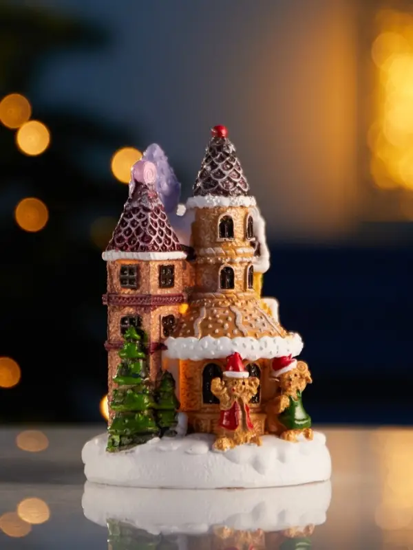 Фигура светодиодная "Пряничный замок" 10х7 см, 4 LED, LR41x3 (в компл), Т/БЕЛЫЙ