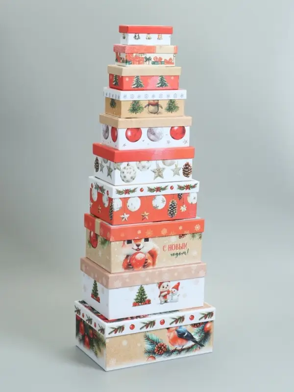 Набор коробок 10 в 1 "Новогодняя почта", 30 х 19 х 11,5 - 12 х 6,5 х 4 см