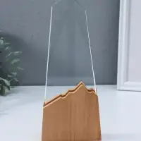 Стела наградная стекло, дерево "Гора" верх 18х8,5 см низ 10х10 см 3,5х10х25 см